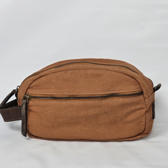 Timberland Men's Core Canvas Travel Toiletry Bag, Bronze/Dark Brown, EUC - Picture 1 of 10